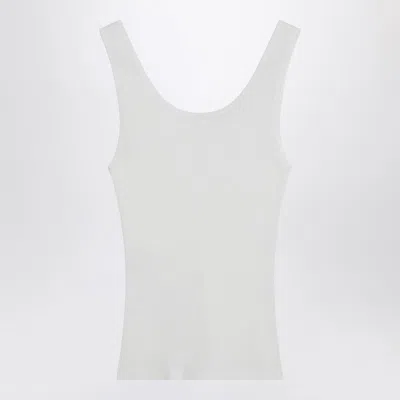 Chloé White Ribbed Tank Top With Logo In White