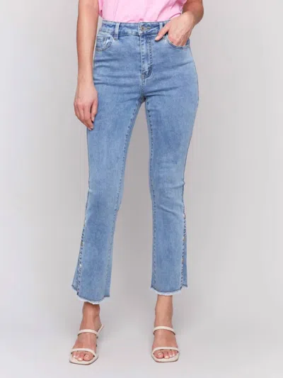 Charlie B Bootcut Jeans With Side Snap Detail In Light Blue