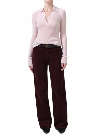 Citizen Of Humanity Annina High Rise Wide Leg Corduroy Trouser In Bordeaux