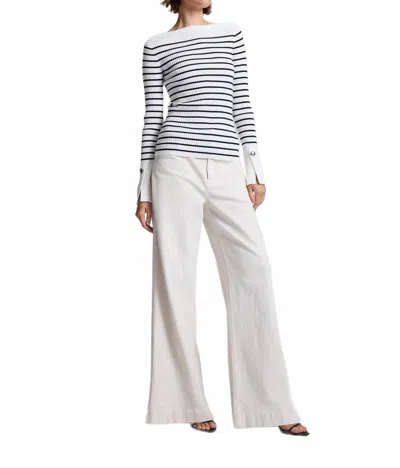 A.l.c Anya Striped Knit Top In White Navy Blue In White