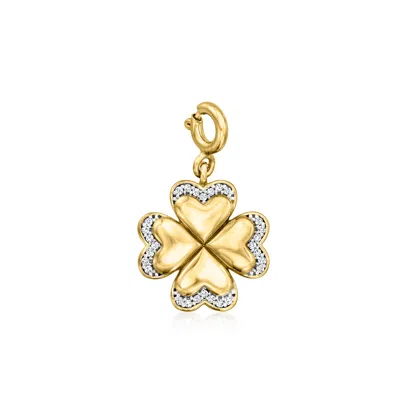 Ross-simons Diamond Clover Charm In 18kt Gold Over Sterling