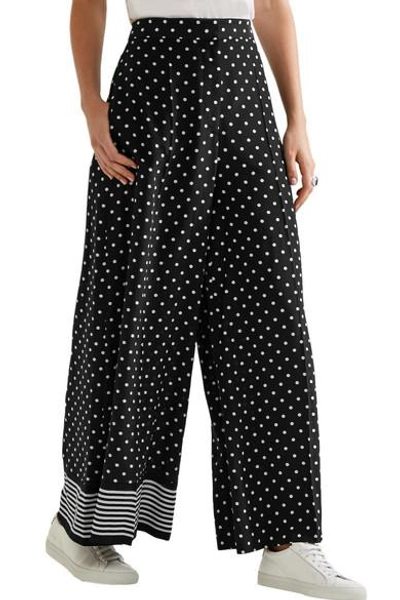 Shop Stella Mccartney Cropped Printed Silk Crepe De Chine Wide-leg Pants