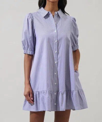 Sugarlips Fannie Striped Levy Button Down Shift Dress In Blue In Blue
