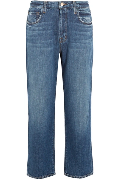 J Brand Ivy Cropped High-rise Straight-leg Jeans In Blu