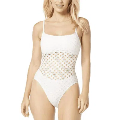 Carmen Marc Valvo Scoop Neck One Piece Swimsuit In White