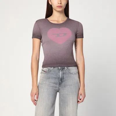Diesel T-ele T-shirt In Washed Purple Stretch Cotton