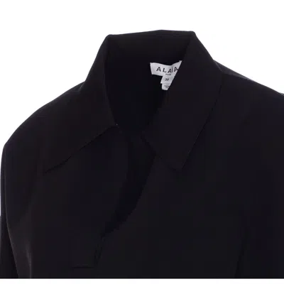 Alaïa Womens Noir Alaia Crop Short-sleeves Knitted Polo Top In Black