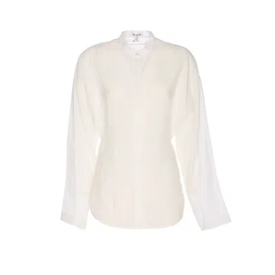 Alaïa Alaia Women Round Blouse In Linen Blend In White