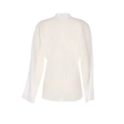 Alaïa Alaia Women Round Blouse In Linen Blend In White