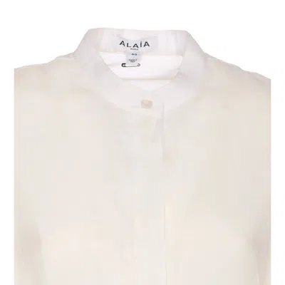Alaïa Alaia Women Round Blouse In Linen Blend In White