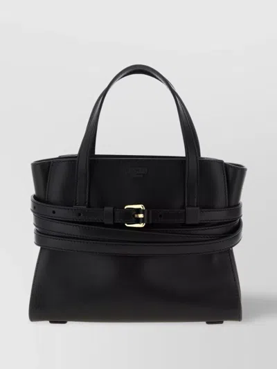 Moschino Structured Silhouette Handbag Top Handles In Black