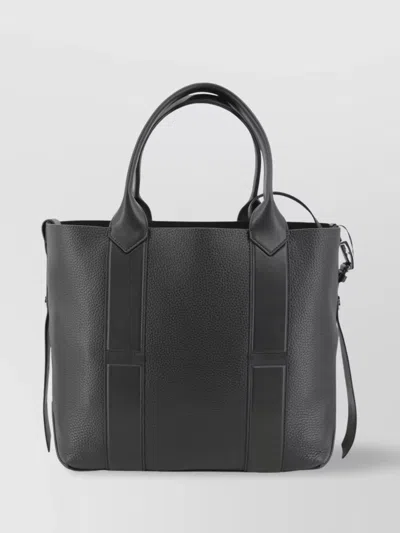 Hogan Leather Shopping Bag With Adjustable Strap And Front Handle