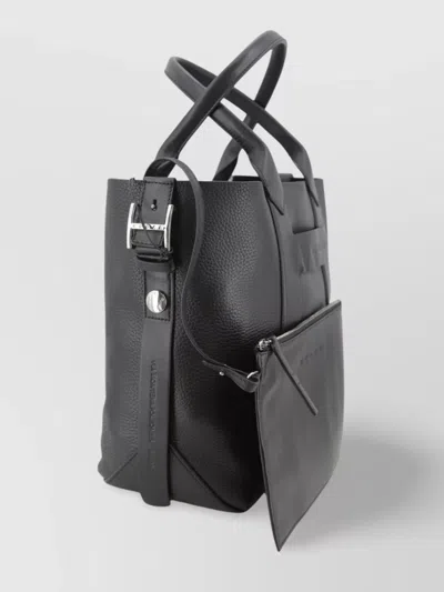 Hogan Leather Shopping Bag With Adjustable Strap And Front Handle