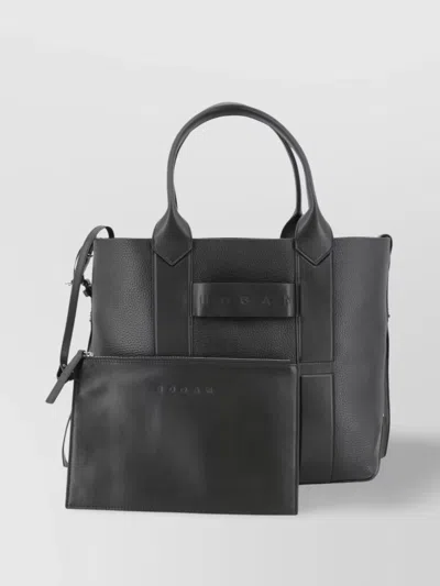 Hogan Leather Shopping Bag With Adjustable Strap And Front Handle