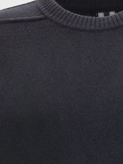Rick Owens Exposed Stitching Wool Sweater In Black