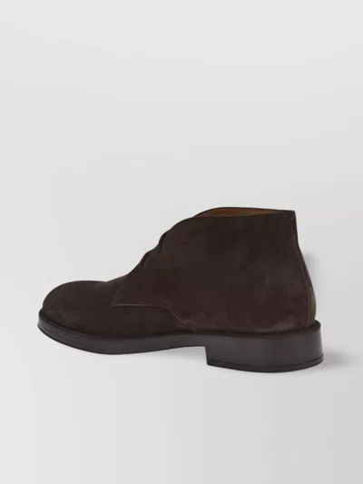 Tod's Suede Ankle Boot With Lace-up Closure And Rubber Sole