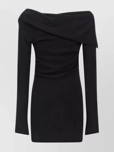 Attico Knee Length Dress Featuring Button Detailing In Black