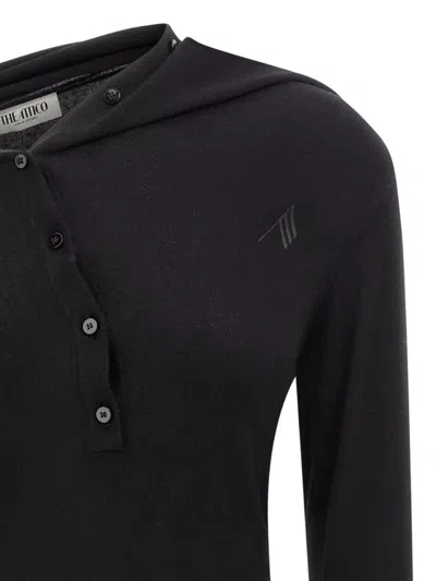 Attico Knee Length Dress Featuring Button Detailing In Black