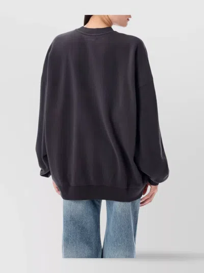 Anine Bing Miles Relaxed-fit Oversized Cotton Sweatshirt With Contrasting Logo In Gray