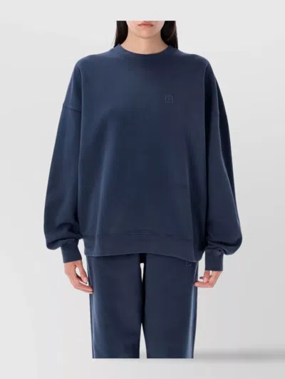 Anine Bing Miles Framed Monogram Sweatshirt In Blue