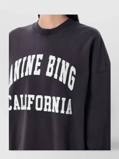 Anine Bing Miles Relaxed-fit Oversized Cotton Sweatshirt With Contrasting Logo In Gray