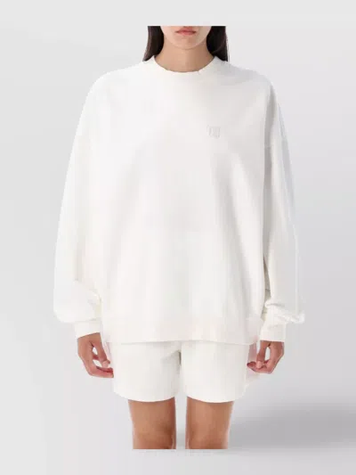 Anine Bing Monogram Fleece Dropped Shoulders Ribbed Cuffs In White