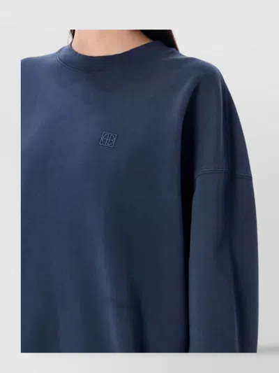 Anine Bing Miles Framed Monogram Sweatshirt In Blue
