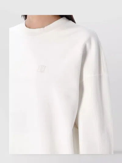 Anine Bing Monogram Fleece Dropped Shoulders Ribbed Cuffs In White