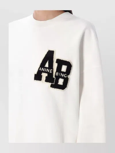 Anine Bing Miles Sweatshirt Letterman Off White Off White In White