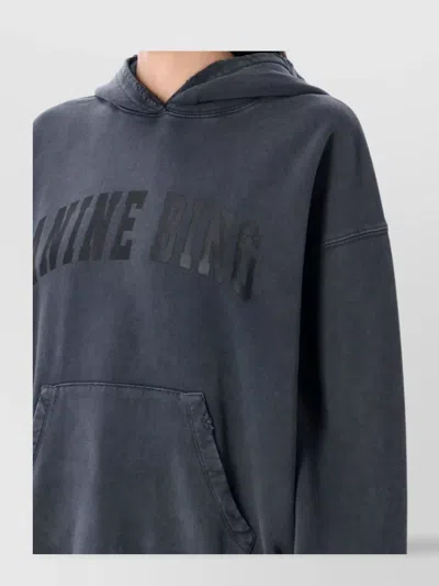 Anine Bing Harvey Logo-print Cotton Hoodie In Blue