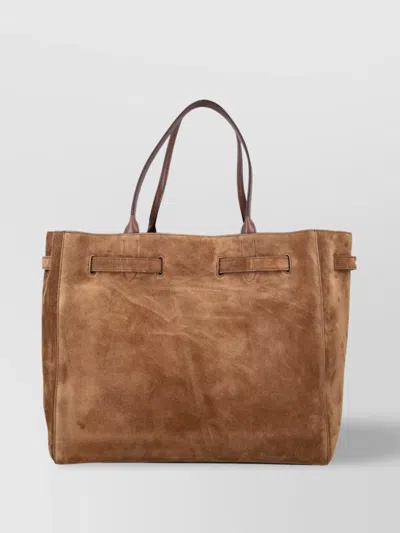 Tom Ford Rectangular Suede Tote With Belt Detail