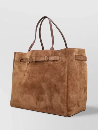 Tom Ford Rectangular Suede Tote With Belt Detail