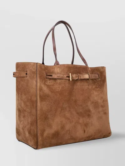 Tom Ford Rectangular Suede Tote With Belt Detail