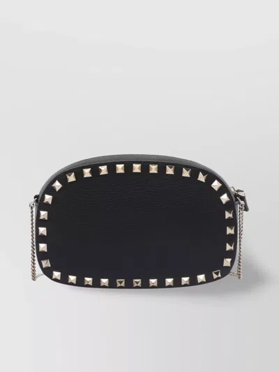Valentino Garavani Valentino Rockstud Mini Grainy Leather Crossbody In Black