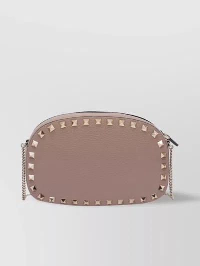 Valentino Chain Strap Studded Pebbled Texture Cross-body Bag In Gray