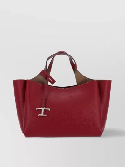 Tod's Leather Shoulder Bag With Top Handles And Detachable Strap