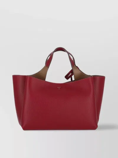 Tod's Leather Shoulder Bag With Top Handles And Detachable Strap