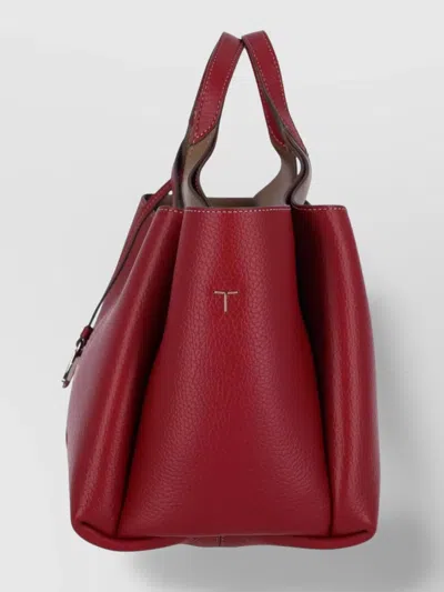 Tod's Leather Shoulder Bag With Top Handles And Detachable Strap