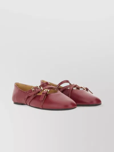 Michael Kors Buckle Strappy Ballerina Shoes Round Toe
