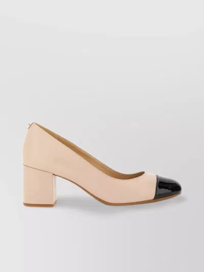 Michael Kors Block Heel Round Toe Two-tone Pumps