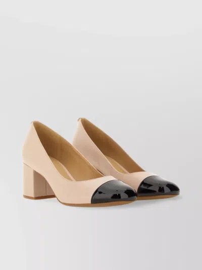 Michael Kors Block Heel Round Toe Two-tone Pumps