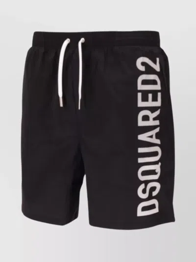 Dsquared2 Elastic Waistband Shorts With Side Pockets In Black