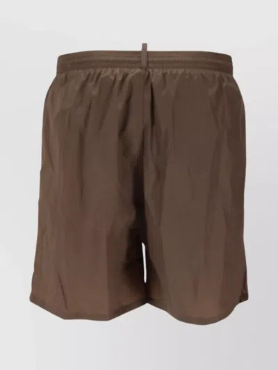Dsquared2 Waistband Swim Trunks Knee-length In Brown