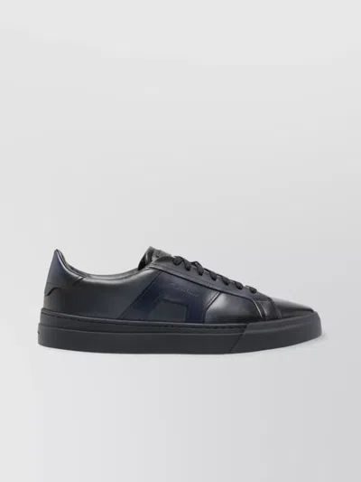 Santoni Logo Almond Toe Low-top Sneakers In Black