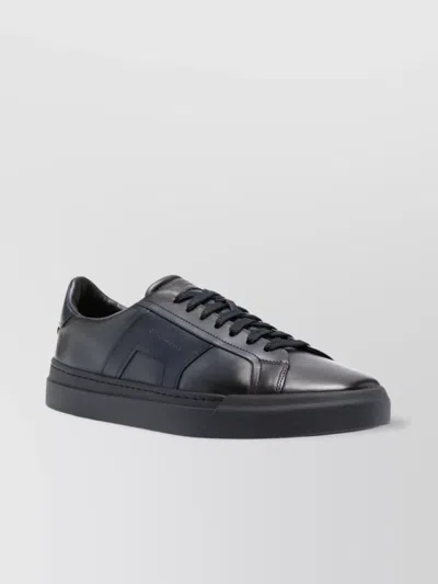 Santoni Logo Almond Toe Low-top Sneakers In Black