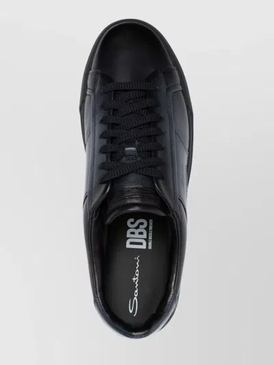 Santoni Logo Almond Toe Low-top Sneakers In Black