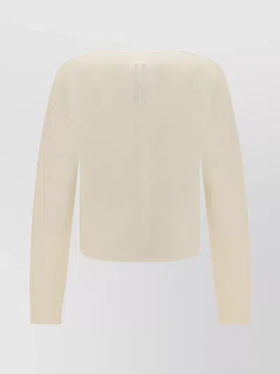 Rick Owens Relaxed Fit V-neck Sweater With Ribbed Accents In Neutral
