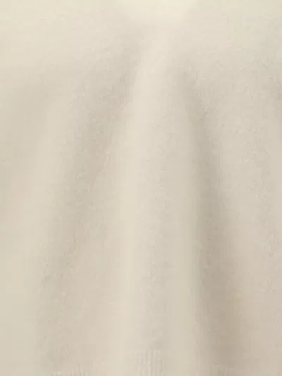 Rick Owens Relaxed Fit V-neck Sweater With Ribbed Accents In Neutral