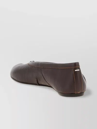 Maison Margiela Split Toe Leather Ballet Flats With Stitch Detailing