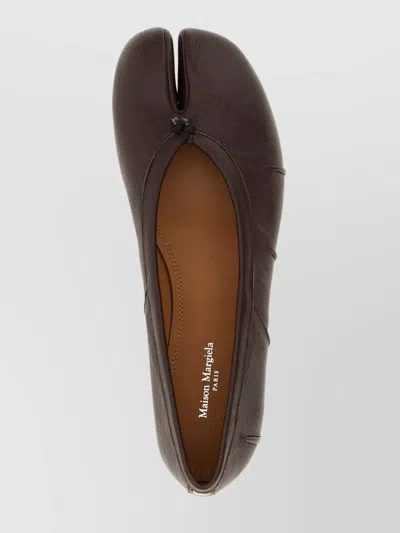 Maison Margiela Split Toe Leather Ballet Flats With Stitch Detailing